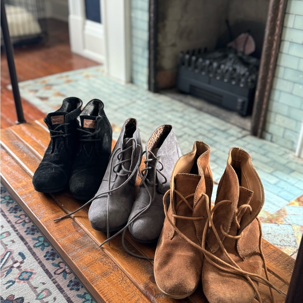 3 for ONE! Women's Suede Ankle Boots - Black, Gray, and Tan